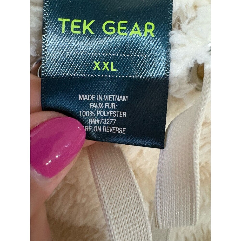 Tek Gear Hoodie Womens 2XL Ivory Sherpa Fleece Pullover Drawstring Pocket - Picture 7 of 9